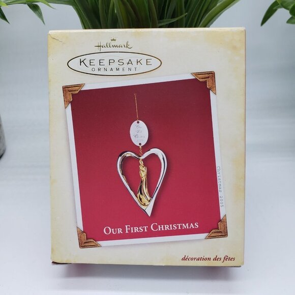 2002 Hallmark Keepsake Our First Christmas Metal Heart Ornament - Picture 8 of 9